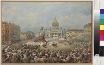 Cerimonia di apertura del Monumento a Nicola I sulla Piazza Mariinsky da Vasili Semenovich Sadovnikov