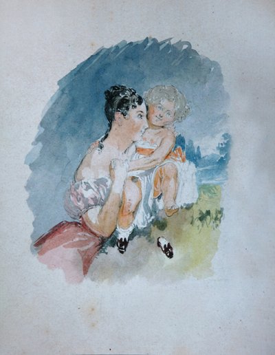 Ritratto della contessa Stefania zu Sayn-Wittgenstein, nata Radziwill 1809-1832 con la figlia Maria da Vasili Semenovich Sadovnikov
