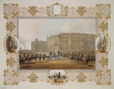 Rassegna del Reggimento delle Guardie a Cavallo davanti al Palazzo d