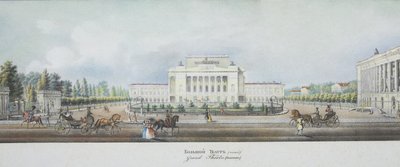 Il Teatro Imperiale Bolshoi Kamenny di San Pietroburgo dal panorama della Prospettiva Nevsky da Vasili Semenovich Sadovnikov