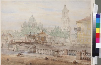 Il ponte Voznesensky sul canale Caterina, di Sadovnikov, Vasily Semyonovich (1800-1879). Acquerello su carta da Vasili Semenovich Sadovnikov