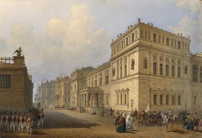 Veduta del Nuovo Ermitage Attraverso la Via Millionnaya, 1851 da Vasili Semenovich Sadovnikov