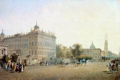 Veduta della Prospettiva Nevsky a San Pietroburgo nel 1830 da Vasili Semenovich Sadovnikov
