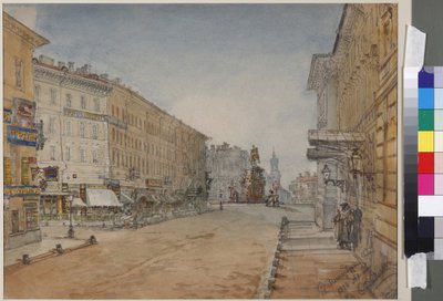 Prospettiva Voznesensky a San Pietroburgo, di Vasily Semyonovich Sadovnikov. Acquerello su carta da Vasili Semenovich Sadovnikov