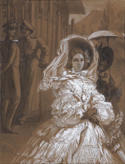 Principessa Mary. Illustrazione al romanzo Un eroe del nostro tempo di Mikhail Lermontov, 1862 da Vasili Vasilievich Vereshchagin