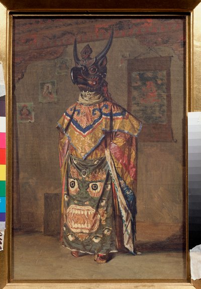 Un lama a una festa buddista nel monastero di Rumtek a Sikkim da Vasili Vasilievich Vereshchagin