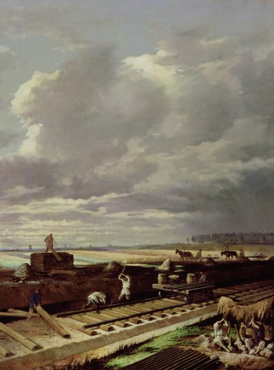 Lavori di costruzione su una linea ferroviaria, 1871 da Vasili Vladimirovits Pukirev