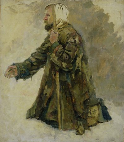 Il folle di Dio in ginocchio da Vasilij Ivanovic Surikov