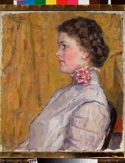 Ritratto di donna su sfondo giallo da Vasilij Ivanovic Surikov