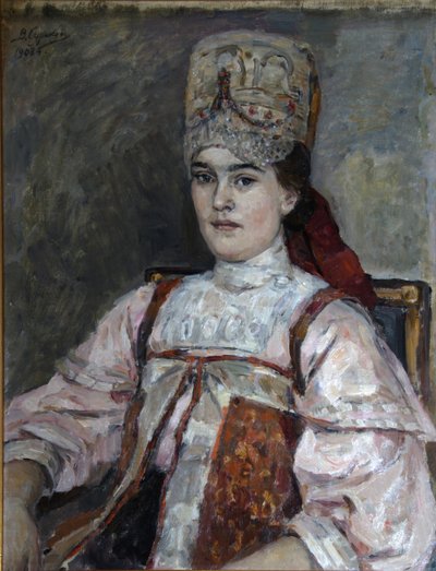 Ritratto di Natalia Fyodorovna Matveyeva, 1908 da Vasilij Ivanovic Surikov