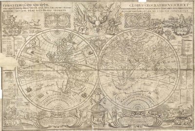 Mappa del Mondo a Doppio Emisfero, 1707 da Vasily Anufrievich Kiprianov