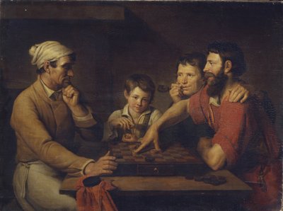 Un Cuoco che Gioca a Dama con un Custode, 1824 da Vasily Ivanovich Gryaznov