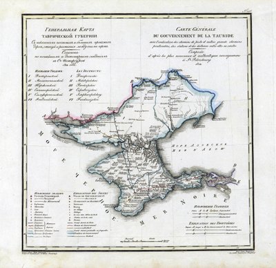 Mappa del Governatorato di Taurida, 1822 da Vasily Petrovich Pyadyshev
