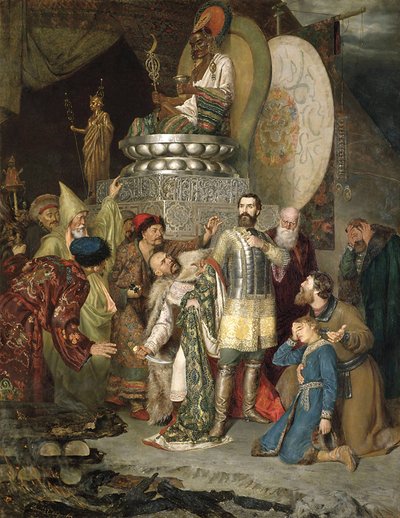 Principe Michele di Černigov al campo di Batu Khan, 1246 1883 da Vasily Smirnov