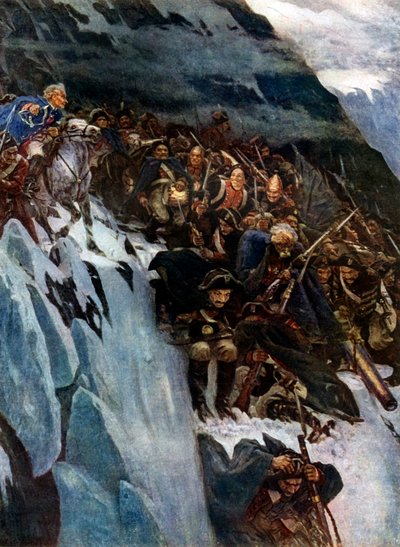 La marcia di Suvorov attraverso le Alpi, 1799, 1899, 1939 da Vasily Surikov