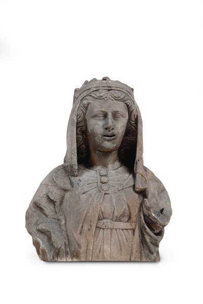 Busto scolpito in marmo di una santa da Venetian School