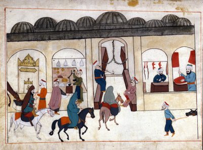 Una marcia da Costantinopoli. Miniatura da "Memorie Turche" (codice Cicogna 1971 "Memorie Turchesche") Acquerello della scuola veneziana del 17° secolo. da Venetian School