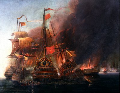 Battaglia tra le flotte ottomane e le flotte veneziane al largo di Famagosta durante l