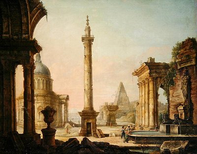 Veduta Immaginaria con Monumento a Colonna da Venetian School