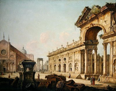 Veduta Immaginaria con Arco di Trionfo da Venetian School