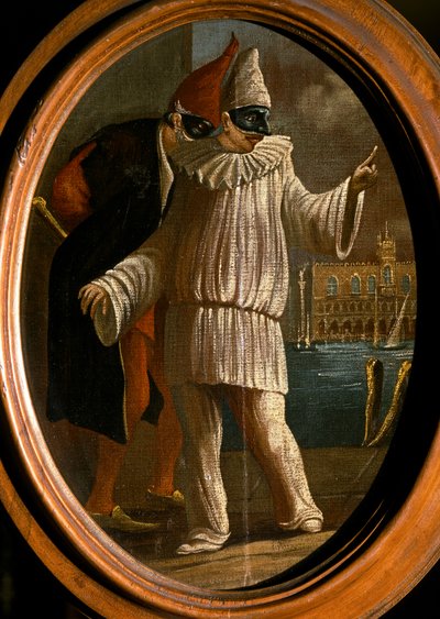 Pulcinella e Pantalone. XVIII secolo (olio) da Venetian School