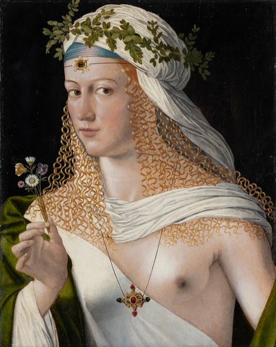 Ritratto idealizzato di giovane donna come Flora, 1520 circa (tecnica mista su pioppo) da Veneto Bartolomeo