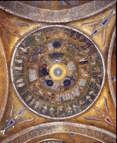 Vista della cupola con mosaici su sfondo dorato da Veneto Byzantine School