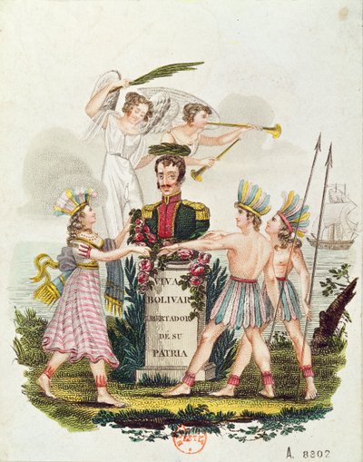 Immagine popolare che esalta Bolivar, c.1840 da Venezuelan School