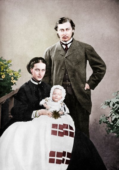 Il Principe e la Principessa del Galles con il neonato Principe Alberto Vittorio, 1864 da Vernon Heath