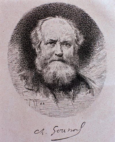 Ritratto di Charles Gounod (disegno) da Vespasiano Bignami