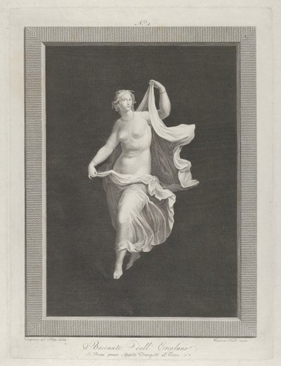 Una baccante parzialmente nuda che avanza tenendo le estremità del suo drappo da Vicenzo Feoli