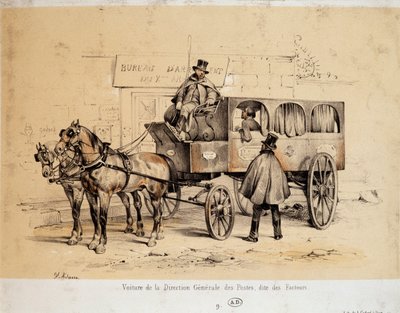 Carro della Posta - Litografia di Adam, ca. 1840 da Victor Adam