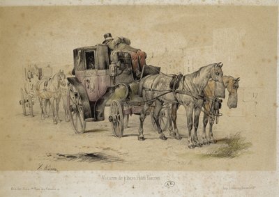 Carrozze chiamate fiacres - Litografia di Adam, c.1840 da Victor Adam