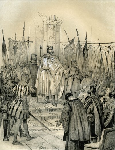 Incoronazione di Ugo Capeto (941-996) a Noyon nel 987. Questa incoronazione segnò l