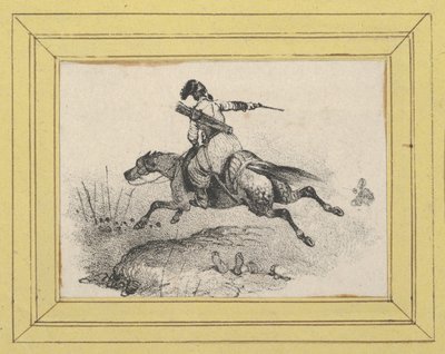 Soldat auf galoppierendem Pferd da Victor Adam