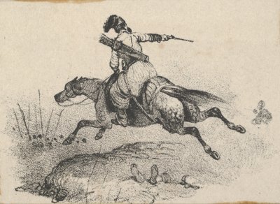 Soldato su cavallo al galoppo da Victor Adam