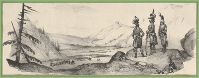 Tre soldati in un paesaggio da Victor Adam