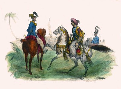 Due ufficiali ad Algeri. In “Album Grotesque, Scelte di Tipi Eccezionali”, illustrazioni di Victor Adam, Parigi, circa 1850 da Victor Adam