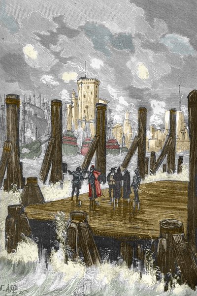 Assedio di La Rochelle (1627-1628): Il cardinale Richelieu sulla diga di La Rochelle, durante l