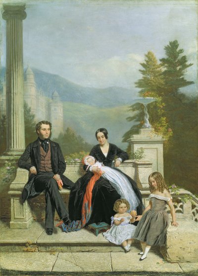 Henry Granville Fitzalan Howard con Minna Lyons e i suoi tre figli maggiori, 1845 da Victor Dartiguenave
