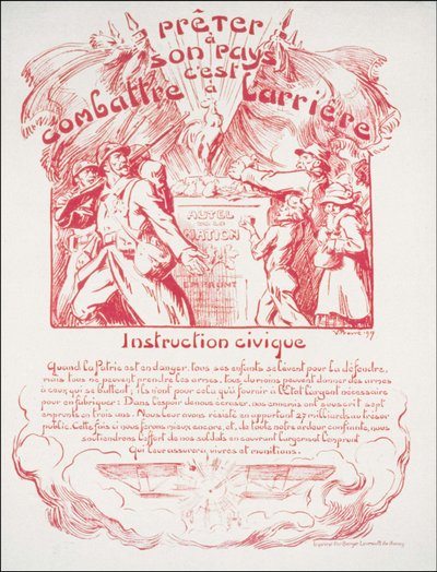 Prestare al tuo paese è combattere dietro - Educazione Civica. Poster di guerra da Victor Emile Prouve