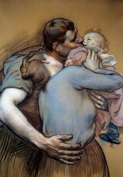 La famiglia. Disegno di Victor Prove (1856-1943) da Victor Emile Prouve