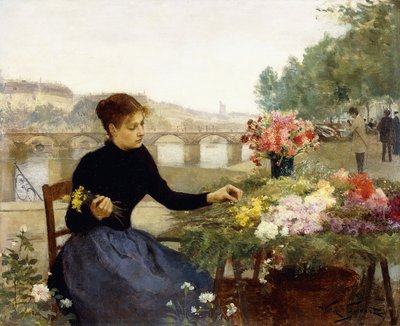Un mercato dei fiori parigino da Victor Gabriel Gilbert