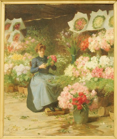 Venditrice di fiori davanti alla chiesa della Madeleine da Victor Gabriel Gilbert