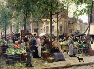 La piazza davanti a Les Halles, 1880 da Victor Gabriel Gilbert