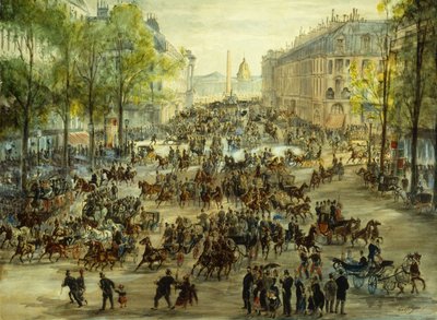 Un boulevard affollato, 1877 da Victor Geruzez