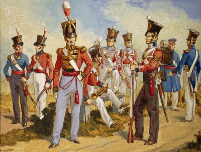 Uniformi dei Marines Reali 1815-1850, c.1924 da Victor Huen