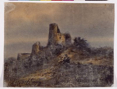 Vista delle rovine del castello di Arques la Bataille (Arques-la-Bataille) Disegno di Victor Hugo (1802-1885) XIX secolo Dim 17,4x22 cm Marsiglia, Chateau Borely, Museo delle Arti Decorative, Faience e Moda da Victor Hugo