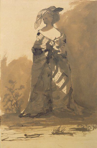 Donna che Indossa un Cappotto e un Cappello con Piume da Victor Hugo