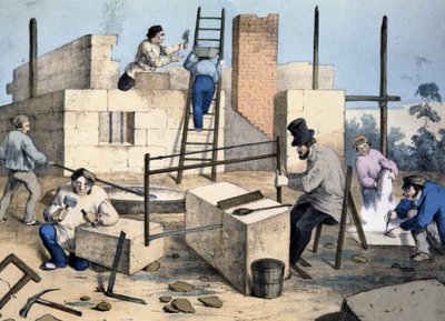 Costruzione di una casa, c.1860 da Victor Janson
